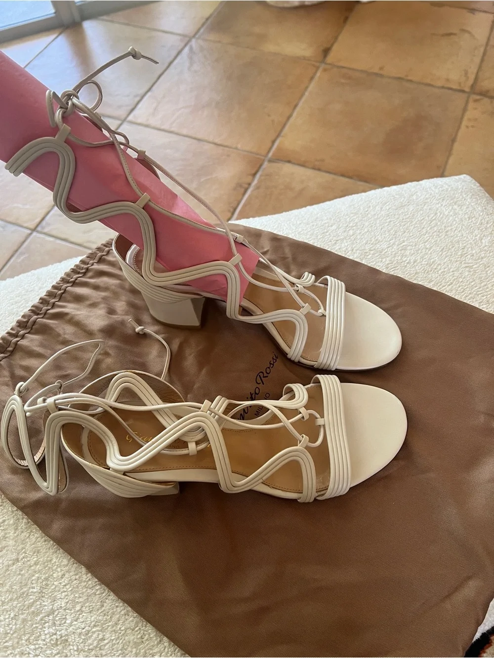 Gianvito Rossi ankle strap, white sandals